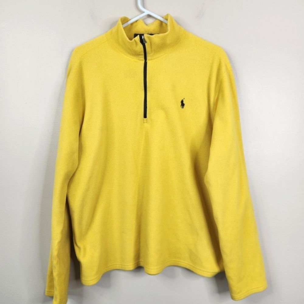 Polo Ralph Lauren Mens Butter Yellow LS Q-Zip Pullover Performance Fleece XL